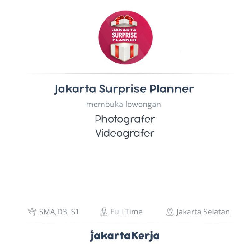 Lowongan Kerja Photo - Videografer di Jakarta Surprise ...