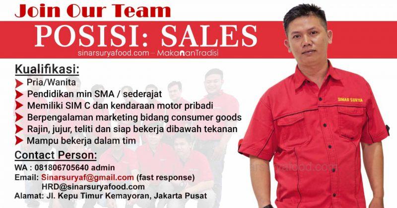Lowongan Kerja Sales Take Order di CV. Sinar Surya Food - JakartaKerja