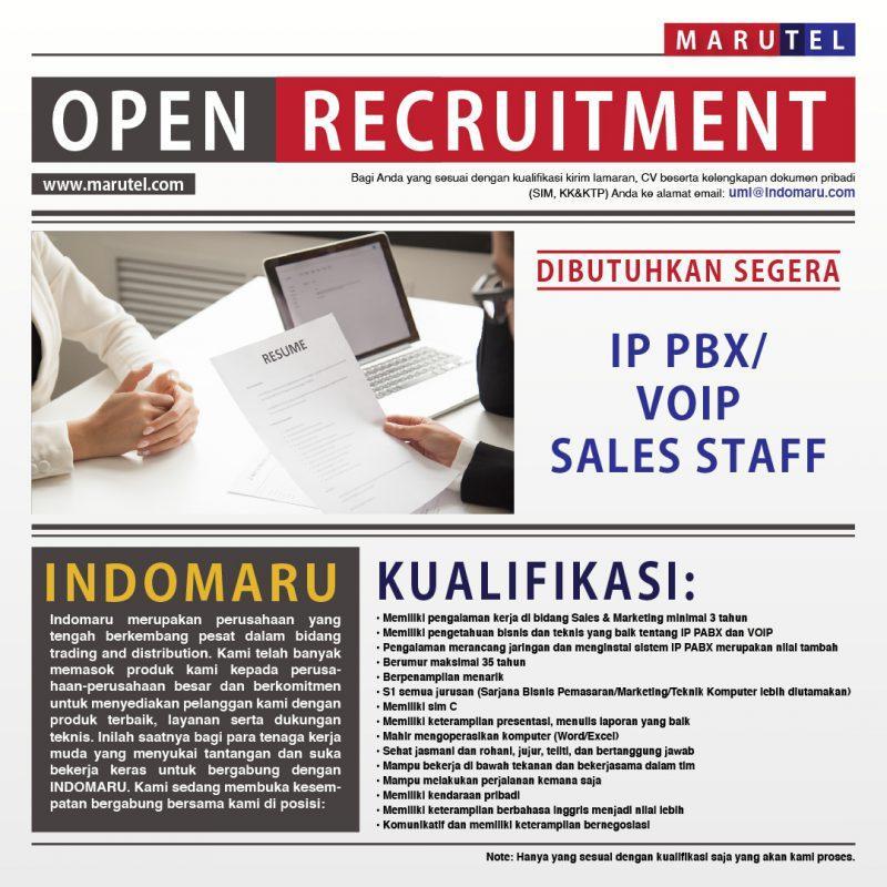 Lowongan Kerja IP PABX / Voip Sales Staff di PT. Indomaru - JakartaKerja