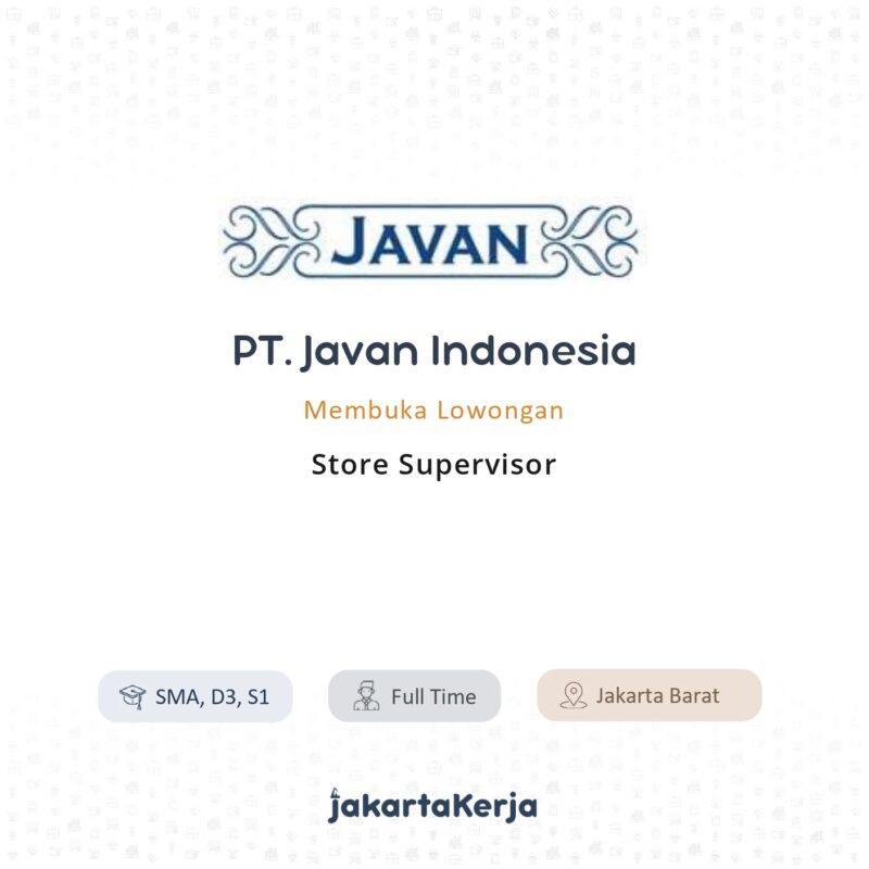 Lowongan Kerja Store Supervisor di PT. Javan Indonesia ...