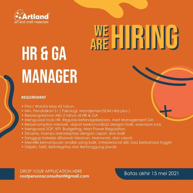Lowongan Kerja HR & GA Manager di Artland JakartaKerja