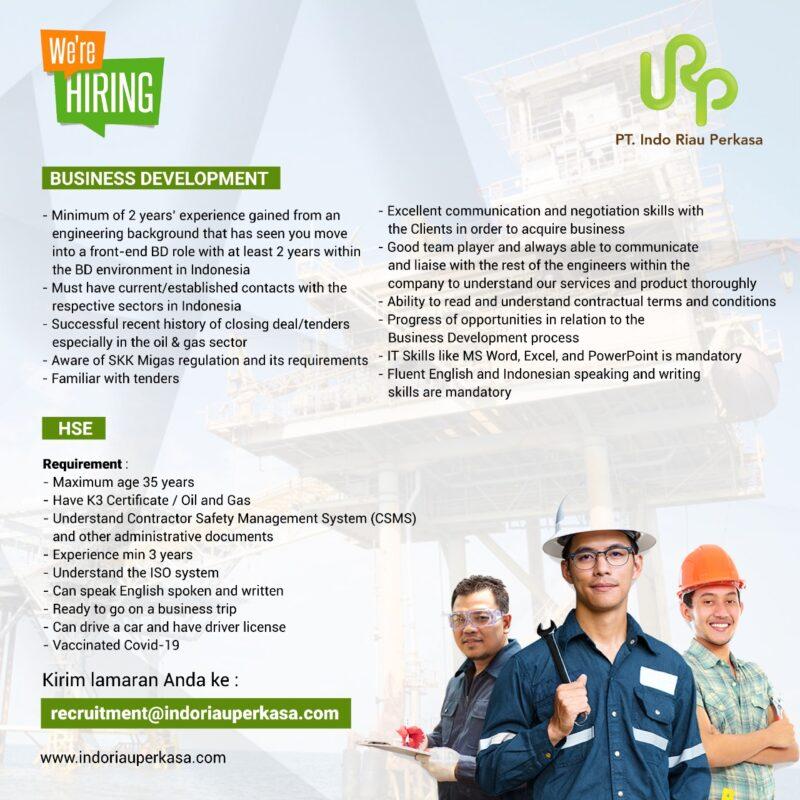 Lowongan Kerja Business Development - HSE di PT. Indo Riau Perkasa