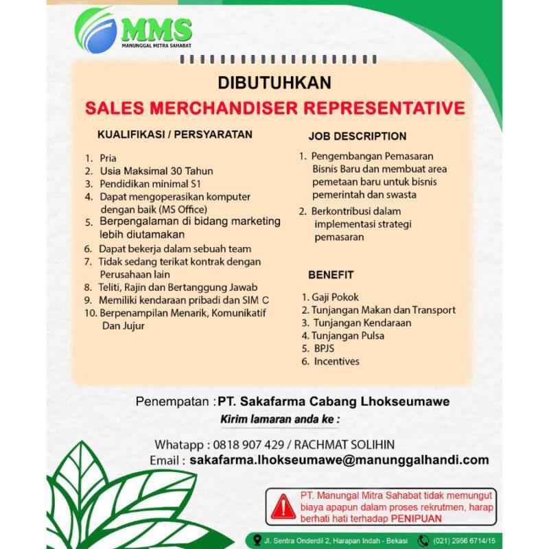 Lowongan Kerja Sales Merchandiser Representative di PT. Manunggal Mitra