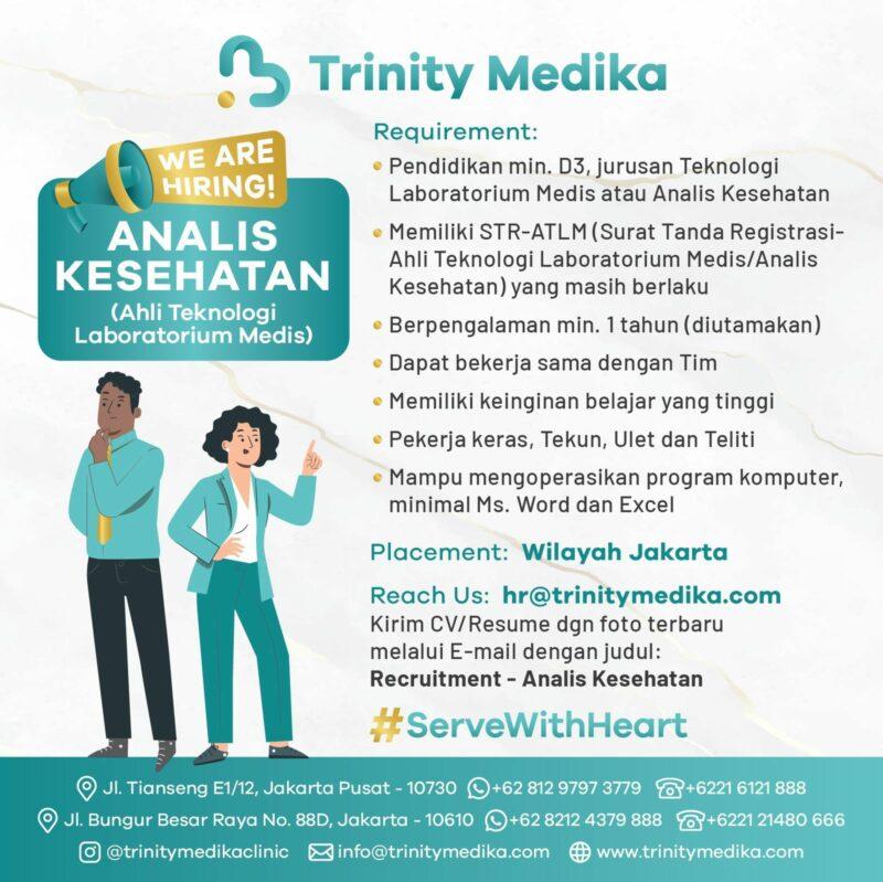 Lowongan Kerja Analis Kesehatan (Ahli Teknologi Laboratorium Medis) -  Warehouse di Trinity Medika - JakartaKerja