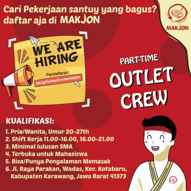 Lowongan Kerja Outlet Crew di Makjon JakartaKerja