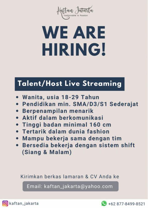 Lowongan Kerja Talent/Host Live Streaming di Kaftan Jakarta JakartaKerja