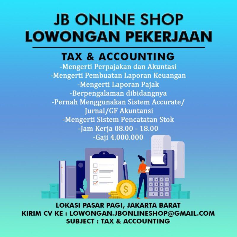 Lowongan Kerja Tax & Accounting di JB Online Shop - JakartaKerja