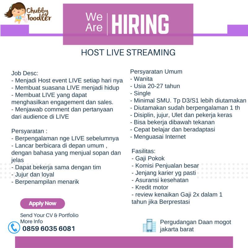 Lowongan Kerja Host Live Streaming di Chubby Toodler - JakartaKerja