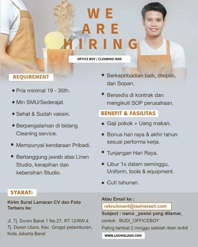 Lowongan Kerja Office Boy/Cleaning Man di Lashielash Studio - JakartaKerja