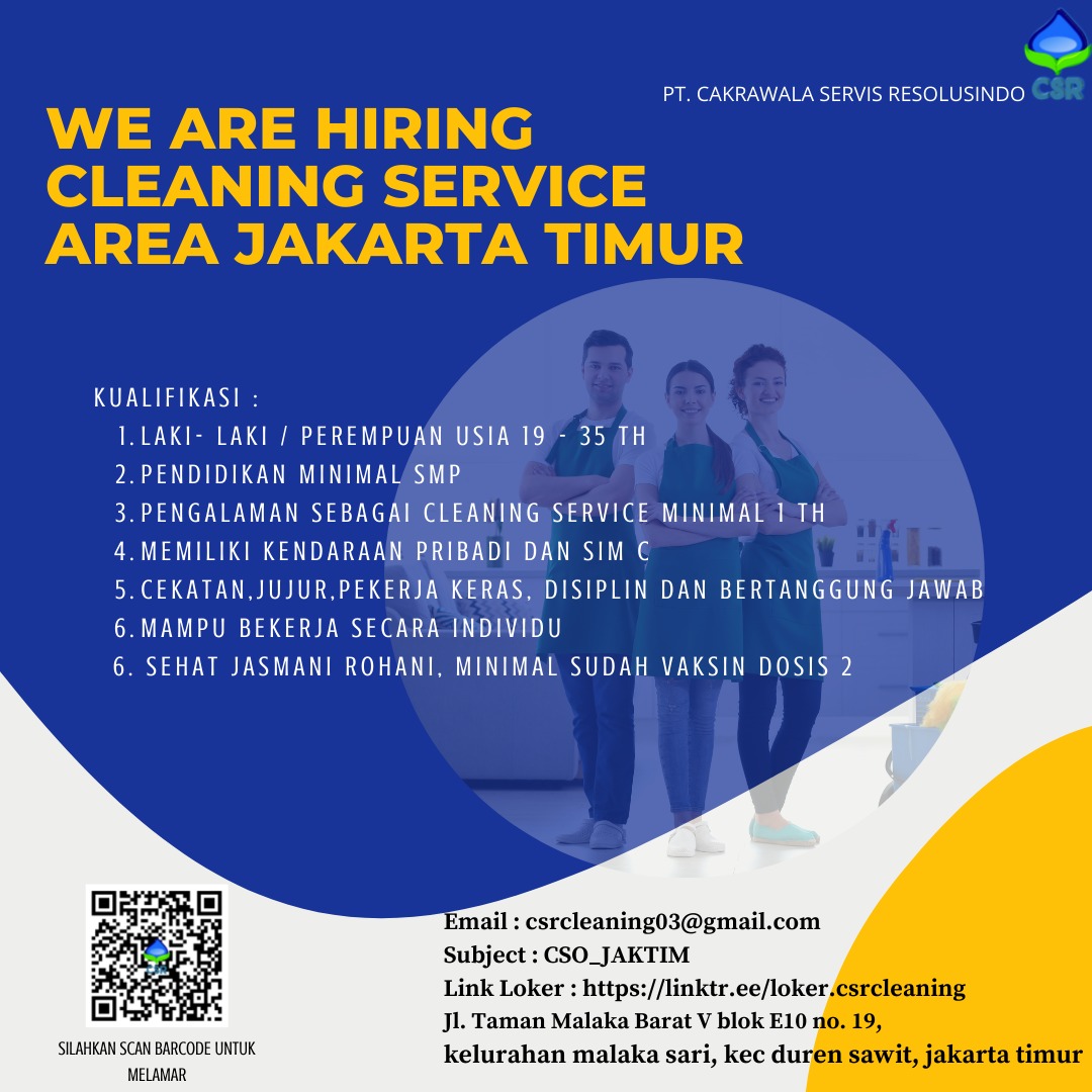 Lowongan Kerja Cleaning Servis Area Jakarta Timur Koordinator