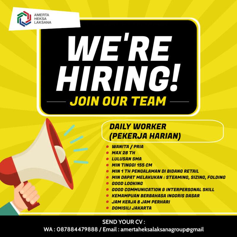 Lowongan Kerja Daily Worker di PT. Amerta Heksa Laksana JakartaKerja