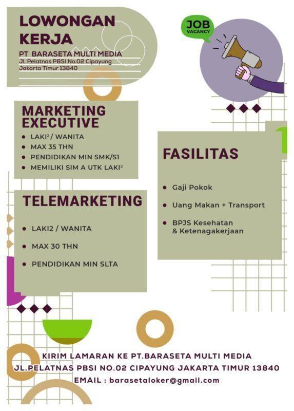 Lowongan Kerja Marketing Executive - Telemarketing di PT. Baraseta