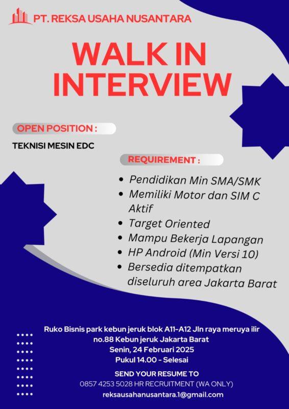 Mejan Reksa Lowongan Kerja Teknisi Mesin EDC di PT. Reksa Usaha Nusantara ...