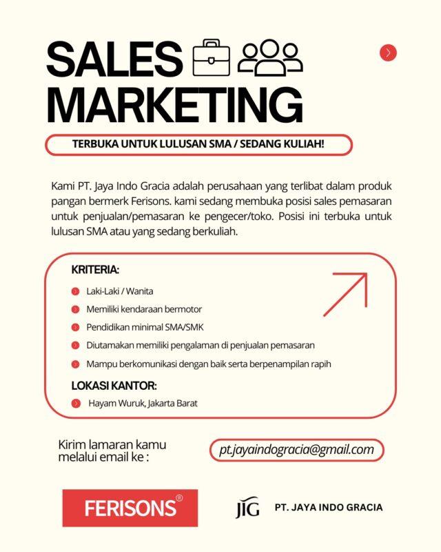 Lowongan Kerja Sales Marketing di PT. Jaya Indo Gracia - JakartaKerja