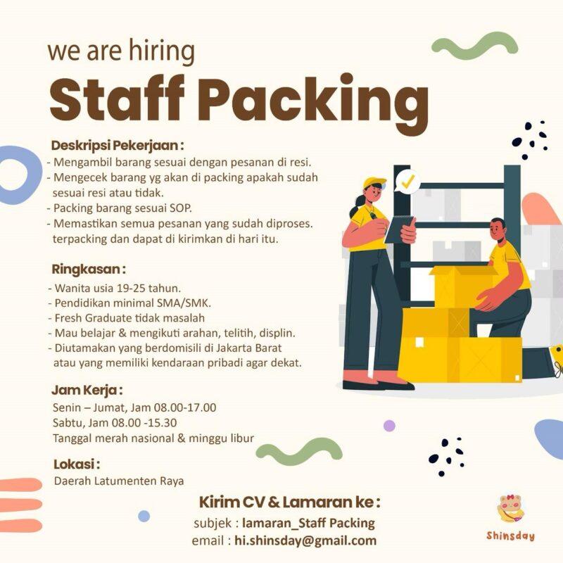 Staff Packing Lowongan Kerja Staff Packing di Shinsday - JakartaKerja