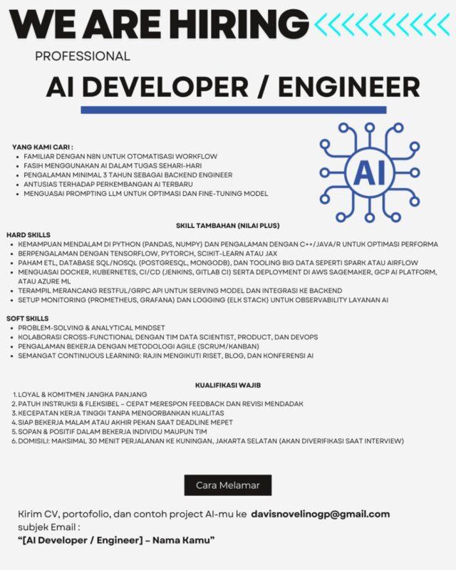 Lowongan Kerja AI Developer/ Engineer di Herman - JakartaKerja