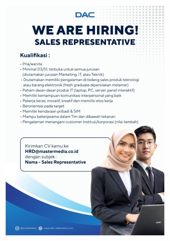 Lowongan Kerja Sales Representative - Staff Administrasi di CV. Master ...