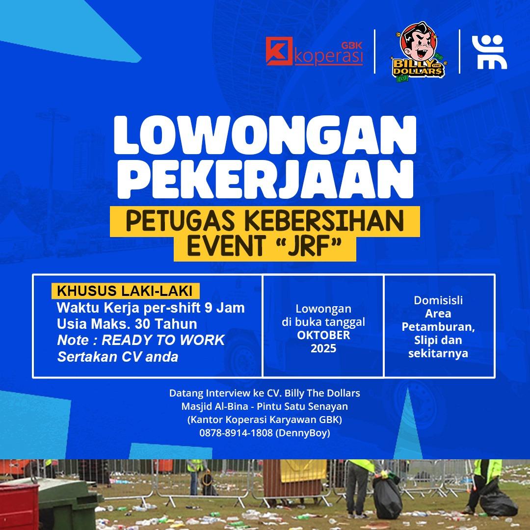 Lowongan Kerja Petugas Kebersihan Event 