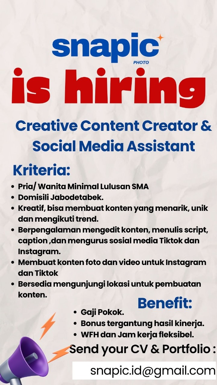 Lowongan Kerja Creative Content Creator & Social Media Assistant di PT ...