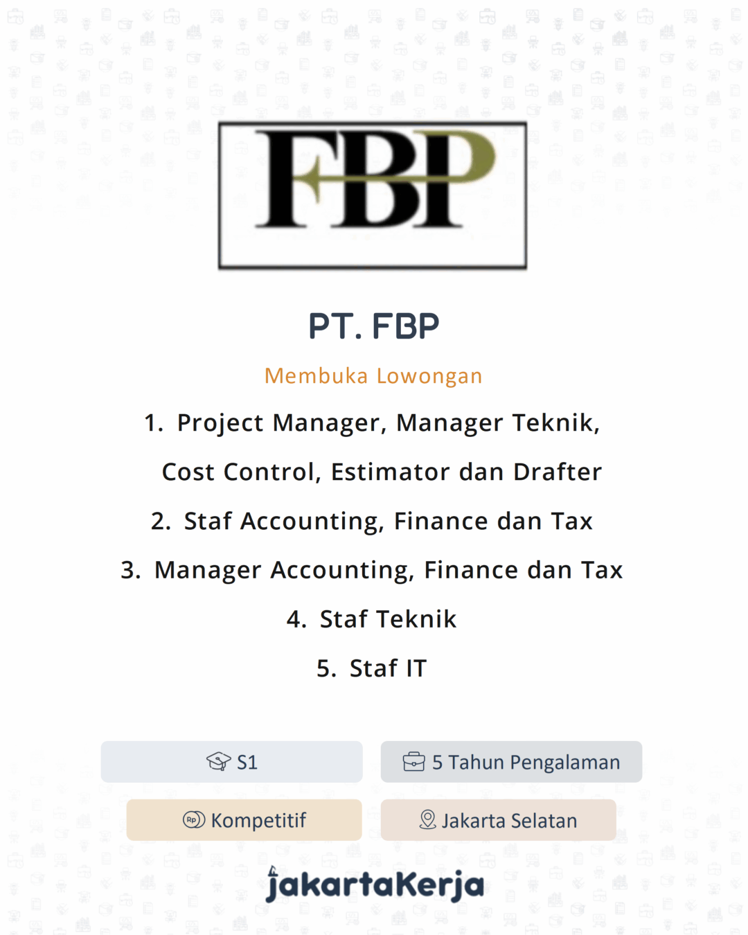 Lowongan Kerja Project Manager - Staf Accounting, Finance dan Tax ...