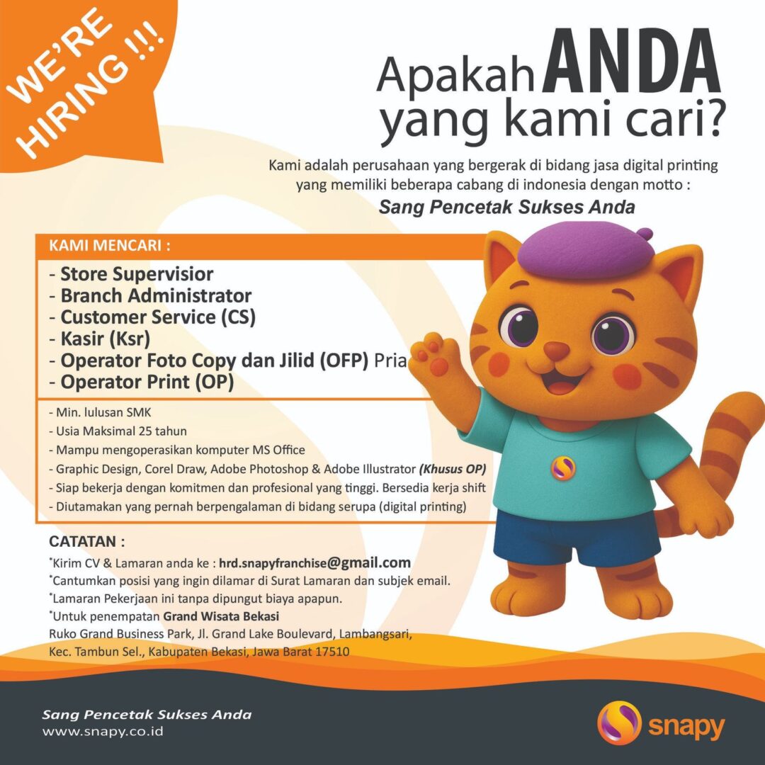Lowongan Kerja Store Supervisor - Branch Adm - CSKSR - OPR Fotocopy ...