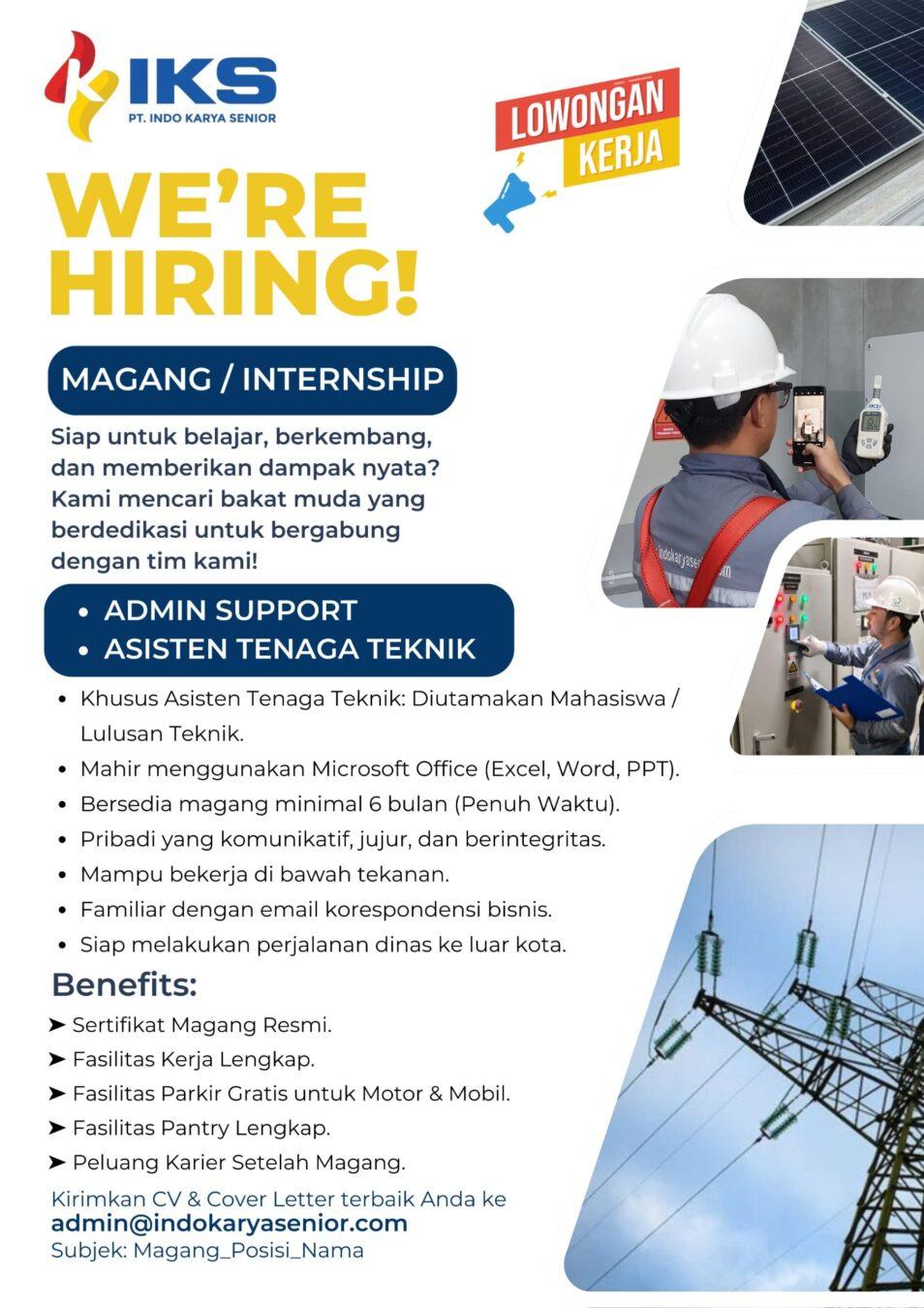 Lowongan Kerja Admin Support - Asisten Tenaga Teknik di PT. Indo Karya ...