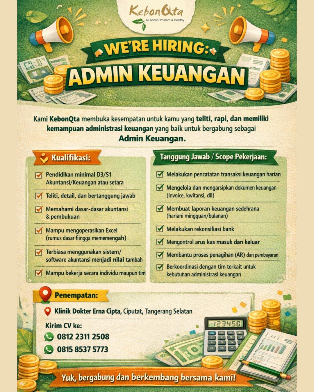 Lowongan Kerja Admin Keuangan - Social Media Specialist di KebonQta ...