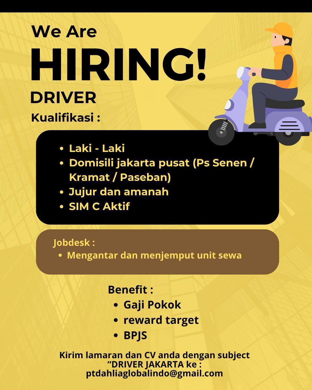 Lowongan Kerja Driver di PT. Dahlia Global Indo - JakartaKerja
