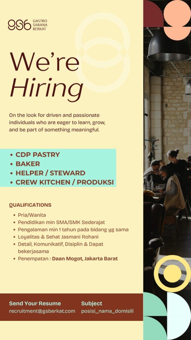 Lowongan Kerja CDP Pastry - Baker - Helper/Steward - Crew Kitchen ...