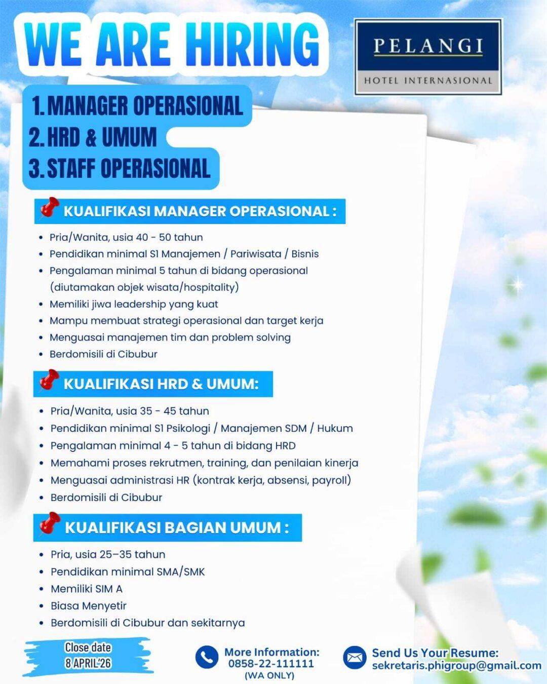 Lowongan Kerja Manager Operasional - HRD & Umum - Staff Operasional di ...