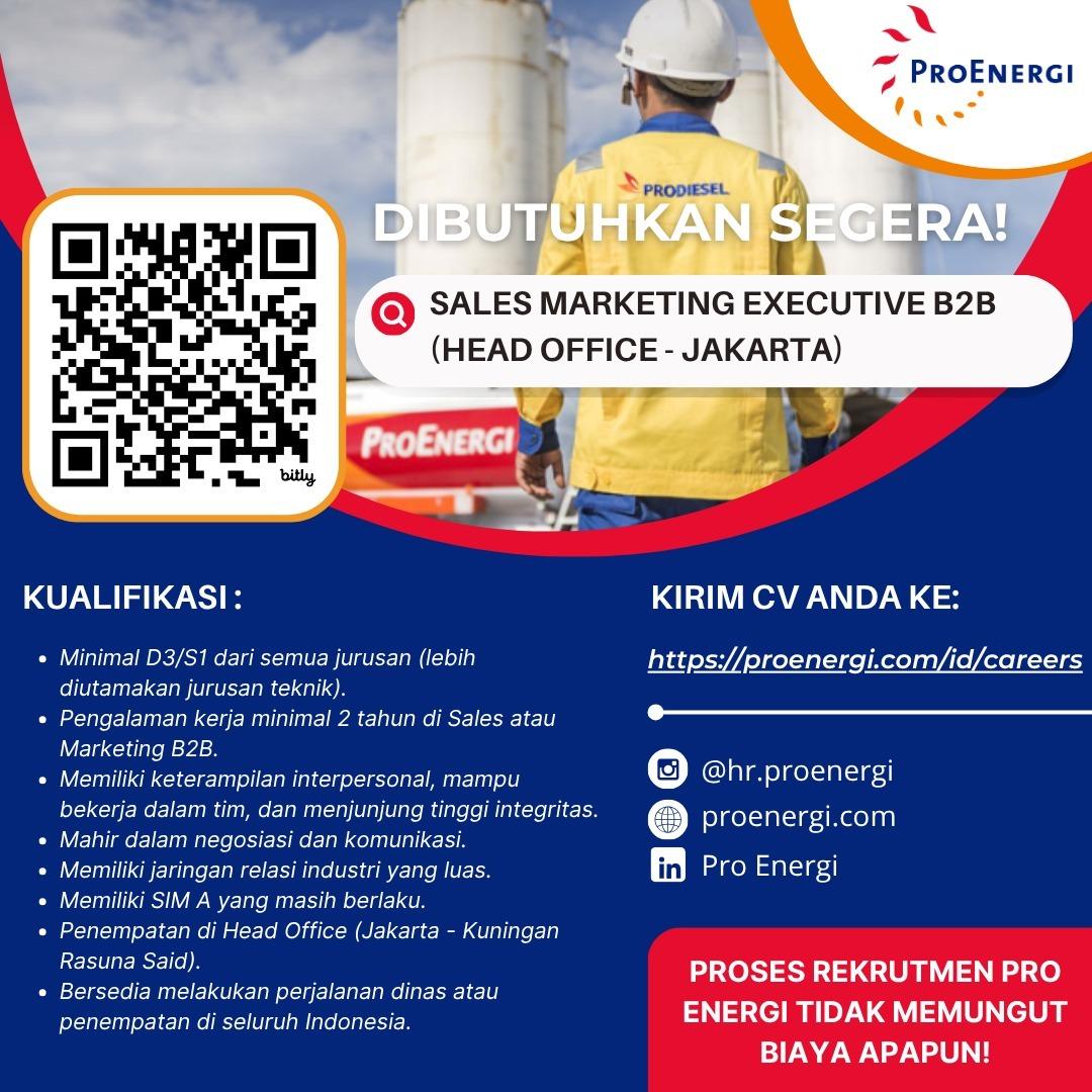 Pro Energi Lowongan Kerja Sales Marketing Executive B2B di PT. Pro Energi ...